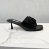 Sandali firmati Donna Tacchi alti Slipper Slides Luxury Rose Fiori Triangolo Vera pelle 5.5CM Pantofole da donna per feste Scarpe con scatola taglia 35-42