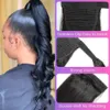 Kucyk Ponytail Human Hair owij wokół body fala przedłużenie kucyka Remy Hair Ponytail Klip w przedłużanie włosów dla kobiet naturalny kolor 230613