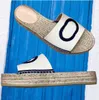 Tasarımcı Kadınlar Espadrilles Slipper Interlocking G Düz Sandal Slaytlar Kordonu Tuval Summber Plaj