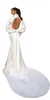 Elihav Sasson Satin Wedding Dresses Deep V Neck Long Sleeve Garden Sweep Train Plus Size Wedding Dress Bridal Gowns