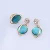 Elegant Italian Gold Plated Opal Jewelry Set luxury Necklace Ring Earrings Bracelet For Women Wedding Party Accessories