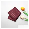 Zakdoeken Fashion Design Mens Pocket Plein Zakdoek Dot Borst Zakdoeken Voor Mannen Pak Hanky Kisten Handdoek 23X23 cm Drop Dhckz