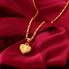 Anhänger Halsketten Herz 24k 999 Reines Gold Farbe Für Frauen Halskette Feine Kopie 18K Schmuck Liebe Schlüsselbein Kette valentinstag