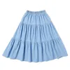 Skirts Summer Children Girls Denim 4 To 16 Years Teenage Kids Clothes For Mommy And Me 100 Cotton Cover Knee Ruffles Skirt 230614