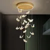 Pendelleuchten Moderne LED Kreative Schmetterling Lichter Kristall Goldener Kronleuchter für Leiter Drehtreppe Treppe Loft Villa Duplex