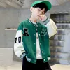 Kurtki dla dzieci kurtka bombowca dzieci wiosna jesienna literka druk odzieży wierzcha chłopcy streetwear uniwear mundury baseballowe 4 6 8 10 12 14 y 230613