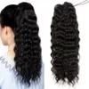 Ponytails Natural Wavy Drawstring Ponytail Human Hair Brazilian Afro Clip In Extensions For Black Women Remy Natural Color Yepei Tail 230613