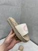 Espadrillas da donna firmate Pantofola Interlocking G Flat Sandalo Slides Cord Canvas Summber Beach Scarpe da esterno per donna piattaforma con suola in gomma