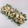 Torkade blommor 100 cm 50 cm konstgjorda bröllop väggjärn bågar bakgrundsdekor tillhandahåller falska siden pion rose rad centerpiece arrangera 230613