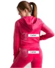 Zweiteilige Sets Damen-Trainingsanzug 2023 Velvet Juicy Y2K-Trainingsanzug mit Reißverschluss, Kapuzenpullover und sportlichem Jogginghosen-Set