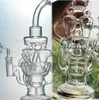 두꺼운 유리 비이커 물 봉 물 담뱃대 두 기능 유리 물 파이프 Recycler Oil Rigs 14mm 그릇이있는 독특한 봉