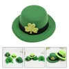 Party Hats 2pcs Saint Patricks Day Leprechaun Hat Oversized Green White Striped Shamrock Clover Irish Velvet Top Cap Cosplay Costume 230614