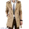 Men's Trench Coats 2022 Long Vintage Coat Quilted Cardigan Male Overcoat Windbreaker for Boy Mens Jackets and