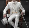 Мужские костюмы Ivory White Collar Full Men Sets Stand Elegant Tuxedos золотая нить вышитая нить вышитая тонкая ловкая брюшка брюк.