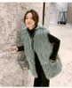 Kvinnors päls koreanska mode lady faux kappa tunt ljus ärmlös väst vinter varm med fickor