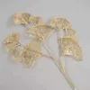 Fleurs séchées fourchette ventilateur feuille filet artificiel or Ginkgo Eucalyptus houx plastique pour mariage arrangement floral décoration de la maison artisanat