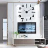 Wall Clocks 20 Inch Clock Watch Horloge Silent DIY Digital Hanging Frameless Modern TV Background Office Ornaments Silver