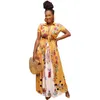 Abbigliamento etnico Set di 2 pezzi Gonna Abiti africani Donna Stampa risvolto Top e abiti Dashiki Moda Streetwear Abiti 2023 Estate