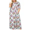 Plus size Jurken Grote Dres Zomer Grote Maat Korte Mouw Print Slijtvaste Lange Jurk Vet MM Vrouwen Kleding Maxi 230613