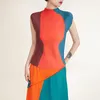 Sukienki robocze Judx miyake plisowane 2023 Summer Ashion Suit Kolor Kolorowa kolizja Krótki rękawki 2-częściowe zestawy kobiet