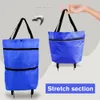 Storage Baskets Shopping Cart with Wheel Reusable Supermarket Tug Bag Oxford Easy Installation Folding Waterproof HighCapacity for Camping Trip 230613