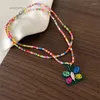 Choker Koreaanse Persoonlijkheid Mode Kleurrijke Kralen Graffiti Acryl Bloem Vlinder Ketting Vrouwelijke Eenvoudige Trend All-Match Sieraden Gift