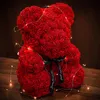 Suszone kwiaty Teddy Rose Bear 25cm sztuczny z pudełkiem światło mama dziewczyna rocznica ślubu urodziny walentynkowe prezent 230613