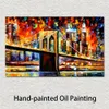 Arte de parede abstrata Ponte do Brooklyn Pintura a óleo feita à mão em tela Obra de arte Contemporânea Decoração de casa