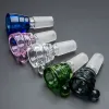 Glass Smoking Accessories bowl With Handle Color Mix Bong Bowl 14mm 18mm Male Piece Water Pipe Dab Rig Bowls Heady Colored