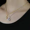 Choker 2023 Classic Fashion Women Jewelry Paded Clear CZ White Fire Opal Stone Moon Star Necklace Necklace