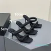 Toppkvalitet Casual Shoes Luxury Designer Webbing Black High Heel Women Sandals Soft Bottom High-Heeled Party Holiday