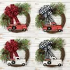 Fiori decorativi camion ghirlanda natalizia auto fattoria rossa a scacchi per porta