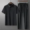 Survêtements pour hommes 2023 été polo pantalon pantalon pour hommes ensemble deux pièces noir gris survêtement hip hop streetwear course vêtements de sport