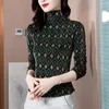 Women's Blouses Autumn Winter Turtleneck Undershirt Pullover Blusas Mujer De Moda 2023 Glitter Fashion Vintage Mesh Blouse Shirt Tops