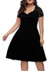 Vestidos de Festa Verão Feminino Sexy Decote em V Renda Manga Curta Magro Fat Girl Plus Size Vestido Feminino Vestidos de Verão Robe Femme