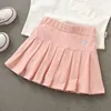 Skirts Girls' Pleated Skirt Pants Versatile Children Solid Love the Heart Embroidery Summer Kids Anti Half Length Short 230614