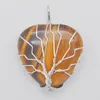 Pendant Necklaces Lucky Handmade Tree Of Life Tigereye Stone Heart Wire Wrap Jewelry S3163