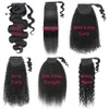 Ponytails Unice Hair Clip in Ponytail Hair Extension Kinky Curly Human Hair Wrap Around 100g Tail Hair Piece BodyStraightWater Wave 230613