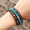 Armband Braid Natural Round Beads Leather Armband For Women Multilayer Handgjorda smycken R230614