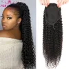 Ponytails Aliballad Kinky Curly Drawstring Ponytail Remy Human Hair Brazilian Cury Ponytail Afro Clip In Extensions 100g-150g For Women 230613