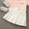 Skirts Girls' Pleated Skirt Pants Versatile Children Solid Love the Heart Embroidery Summer Kids Anti Half Length Short 230614