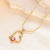 Chains Hollow Heart Evil Red Eye Necklace For Women Vintage Love Pendant Choker Stainless Steel Gold Color Jewelry Collars