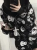 Kadın Hoodies Sweatshirts Qweek Gotik Harajuku Punk Kafatası Hoodies Kadın Mall Goth Üstleri Sokak Giyim Siyah Uzun Kollu Zip Kapşonlu Sweatshirt Sonbahar 230613