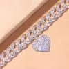 Hamserler tıknaz Miami Küba Bağlantı Zinciri Anklet Buzlu Kadınlar İçin Bilezik Erkekler Rhinestone Hip Hop Ayak Kaya Kalp Şeklinde Halkalar Toptan 230608