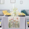 Table Runner Watercolor Floral Table Runner Linen Daisy Tulip Wild Flowers Kitchen Dining Table Decor Rustic Wedding Holiday Tablecloth 230613