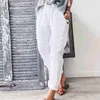 Women's Pants Capris White Cotton Linen Pants For Women 2023 Fashion Loose Full Length Ladies Trousers Casual Elastic Waist Wide Pants For Women