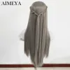 Syntetyczne koronkowe peruki dla kobiet Balck Women Dwie -Ston Grey Lace Peruka Naturalna linia włosów Cosplay Cosplay Codziennie używane syntetyczne 230524