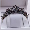 Hochzeit Haarschmuck Barock handgemachte schwarze Kristallperlen Braut Tiaras Krone Diadem Festzug Schleier Tiara Stirnbänder Hochzeit Haarschmuck 230614