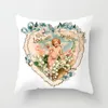 Kudde Angel och Santa Decorative Cover Christmas Polyester Pillow Case For Bedroom Soffa Couch Sweet Home Festival Decor 45x45