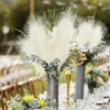 Fleurs séchées 10 pièces 40cm Bouquet de gazon artificiel pour la décoration de mariage à la maison fleurs bricolage faux plante roseau décor